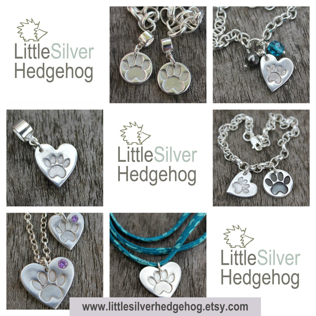 Paw print pet jewellery by Little Silver Hedgehog