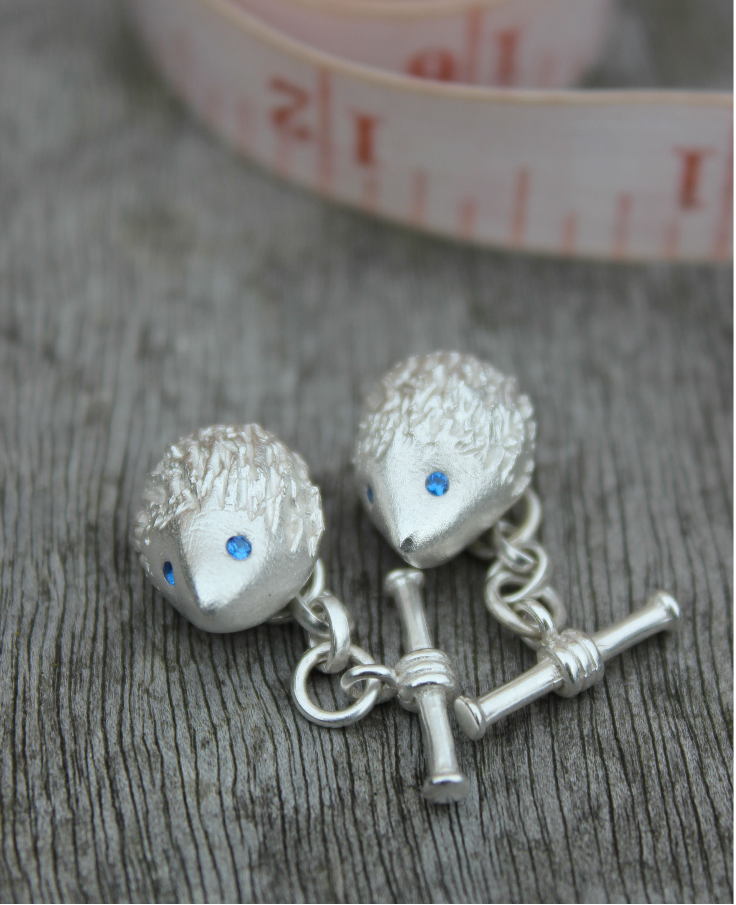 Solid silver hedgehog cufflinks