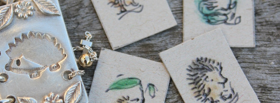 Hedgehog charm with hedgehog illustrations